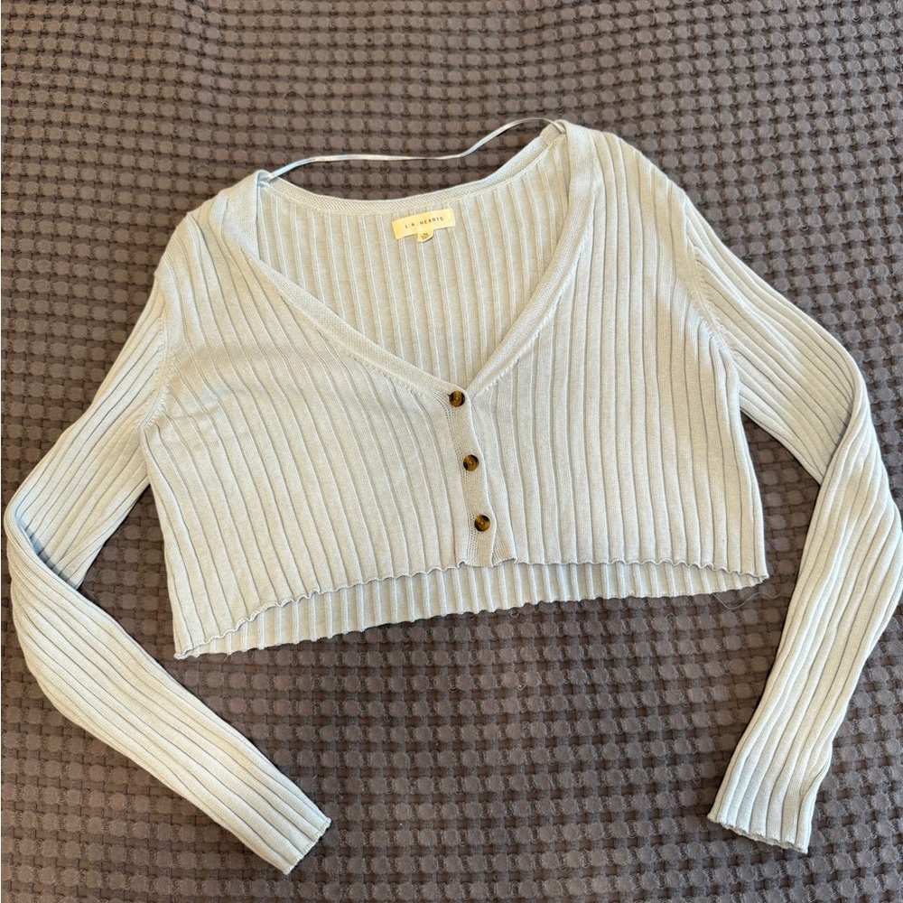 Pacsun, L.A. Hearts Ribbed Knit Cropped Cardigan